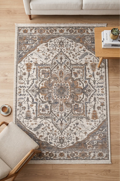 Merinos Valeria Serisi Etnik Desenli Salon Oturma Odası Halısı Hav Toz Vermez...