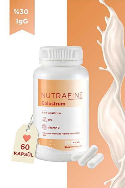 Nutrafine Colostrum 60 Kapsül | Kolostrum (Ağız Sütü), Çinko ve Vitamin D3 İç...