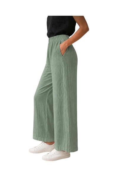 estewoman Muslin 100% Cotton Pocket Detailed Trousers