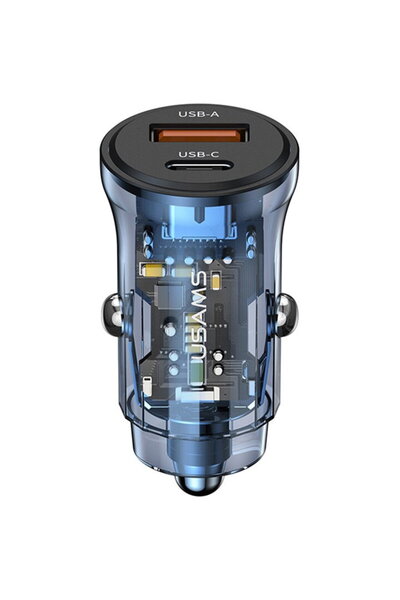 Usams Încărcător auto Type-C PD30W, USB 18W - C32 Transparent A+C (US-CC164) ...