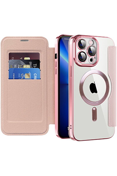 Techsuit Калъф за iPhone 13 Pro - SmartMag Book Case - Розов