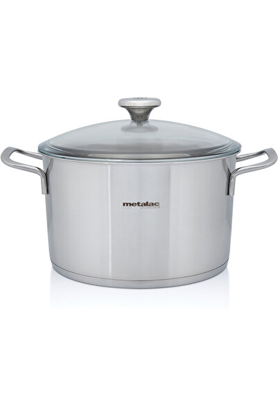 Metalac Oala 6l cu capac din sticla Santino Metalacinox/24cm/6l