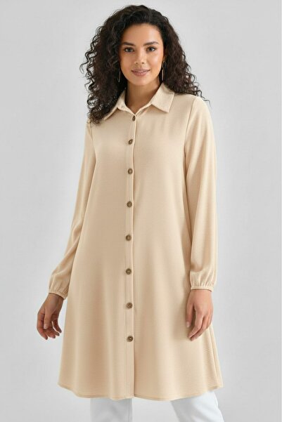 Lacays Kol Ağzı Lastikli Dokuma Tunik