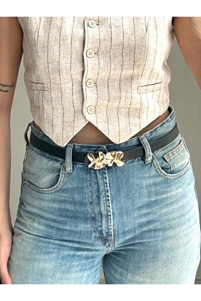 LİA KEMER Mesa Floral Patterned Gold Buckle Jacket Belt, Dress Belt, Trouser ...
