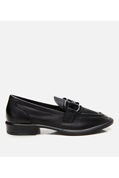 Hotiç Women's Leather Black Flexible Sole Casual Loafer