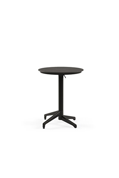 Tilia Moon Polipropilen Katlanır Masa Ø60 cm Siyah - Bahçe, Balkon, Kafe, Res...