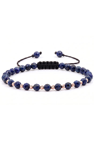 MANAVA Bratara cu 10 bile de Aur 14k si Lapis-Lazuli fatetat