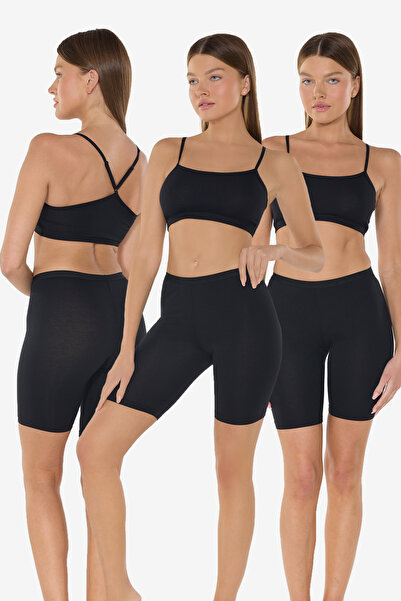 Malabadi Leggings de damă, 3 bucăți, negri, fără urme, modal, cu talie înaltă...