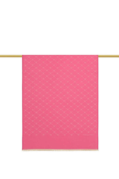 Bursa İpek Fuchsia Monogram Pattern Jacquard Silk Shawl