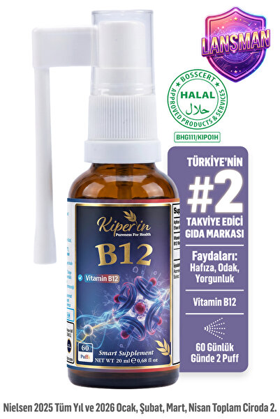 Kiperin B12 Sprey | 1500 mcg | Yüksek Emilim | Enerji ve Odak Desteği | 20 ml