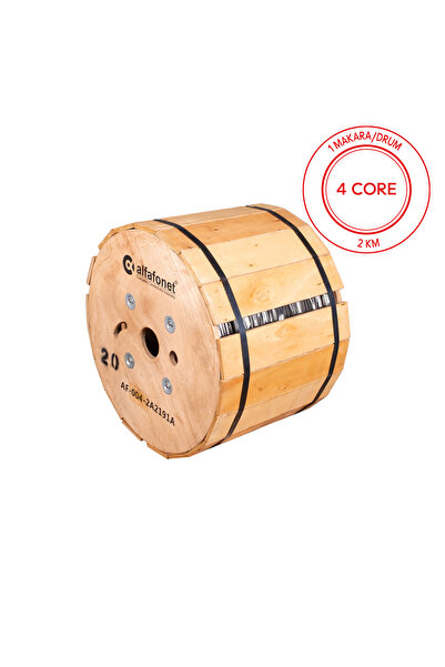 ALFAFONET 4 Core Single Loose Tube Fiber Optik Kablo 2 KM Makara