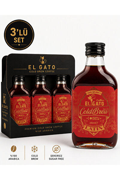 Elgato El Gato Cold Brew Latin Fewer Soğuk Kahve Cam 200 ml 3 Adet