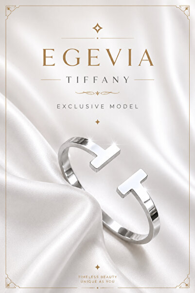 Ege via jewelry Egevia Gümüş Renk Minimal T Detaylı Premium Kadın Bilekliği