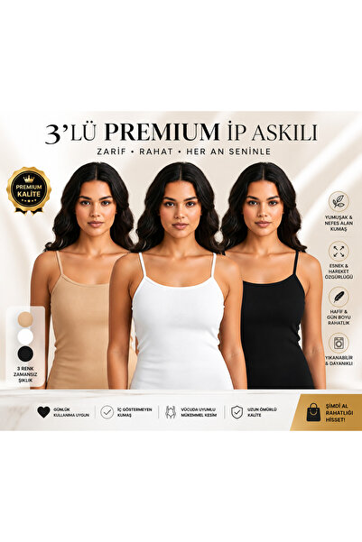 twenty ipek 3 قطع من قمصان داخلية أساسية بحزام من القطن باللون الأسود والأبيض...