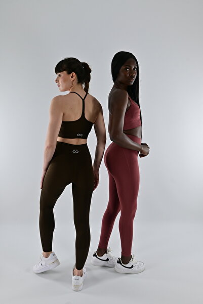 OQRA Push Up Yüksek Bel Şekillendirici Spor Ve Günlük Tayt Efes Kahverengi
