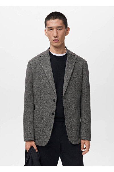 MANGO Man Dar kesimli mini dokuma blazer ceket