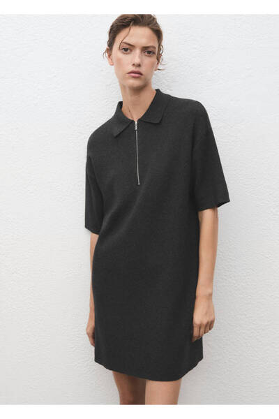 MANGO Woman Strickkleid mit Rollkragen