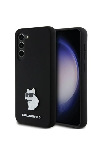Karl Lagerfeld Silicone Choupette Metal Pin case for Samsung Galaxy S23+ - black