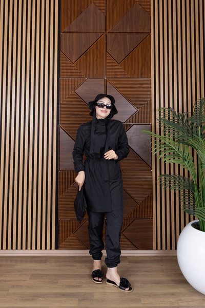 Lantana Design ملابس سباحة نسائية محتشمة مكونة من 5 قطع مع سحاب كامل الإغلاق..