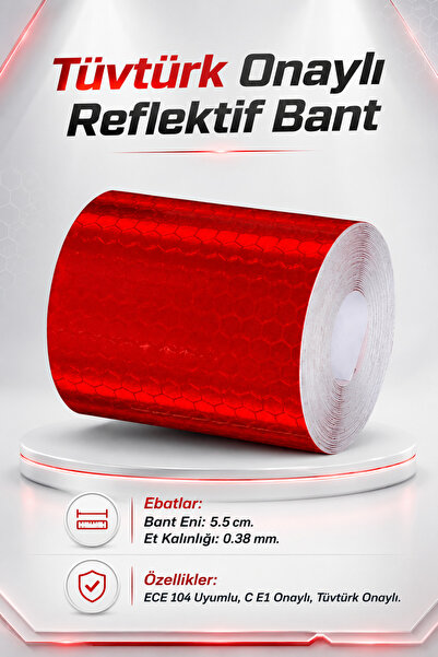 NZB 5 Metre Tüvtürk Onaylı Reflektörlü Reflektif Fosforlu Şerit Bant Reflekte...