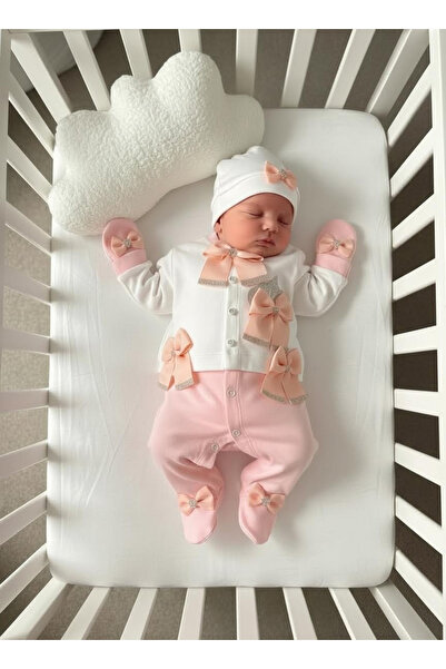 Waffle Baby 0-3 Aylık Yenidoğan Hastahane Çıkışlı 3 Parça Bebek Tulum Takımı ...