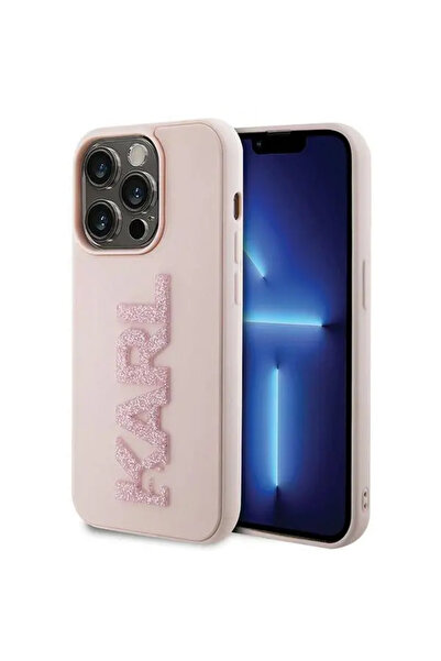 Karl Lagerfeld Husă 3D din cauciuc cu logo cu sclipici pentru iPhone 15 Pro -...