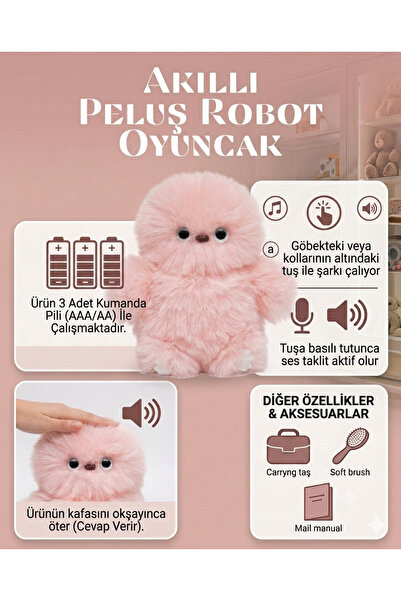 TrendTopic Miruni Akıllı Peluş Robot Oyuncak PİLLİ VE KARIŞIK RENK GÖNDERİLEC...