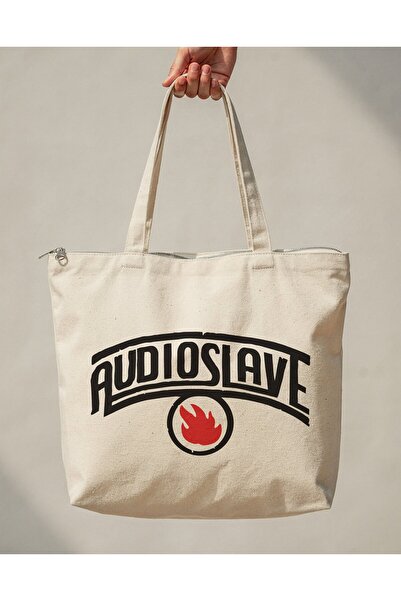 buzagi tasarım ürünleri Audioslave Zippered Lined Gusseted Canvas Bag 35 X 40 cm