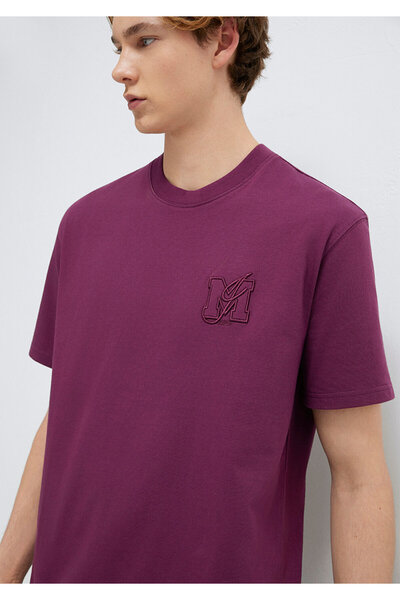 Mavi Mj Logo Printed Claret Red T-Shirt Loose Fit / Comfortable Fit 0612885-7...