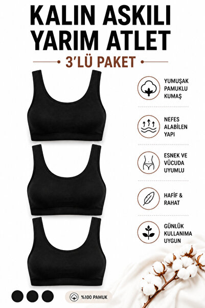 Mudcosıo Women's Thick Strapped Half Tank Tops with Pads, 3-Pack Cotton, Flex...