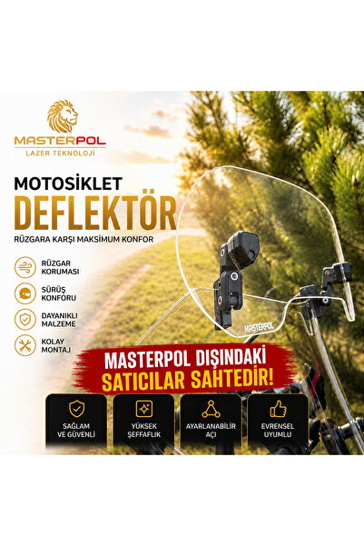 MASTERPOL Deflektör Model 3 Rüzgar Saptırıcı Siperlik Şeffaf Motor Camı Cam U...