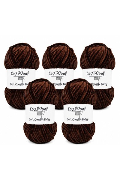 Coziwool Kadife İp Soft Chenille Bulky 5'li Paket 5x100 Gr 120 Mt El Örgü İpi