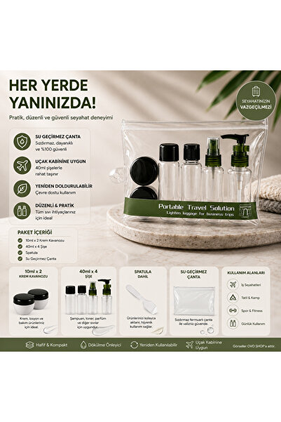 Seyahat Seti 7'li 40 ML Çantalı