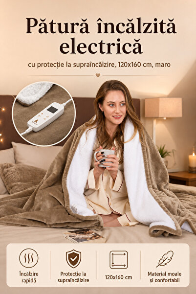 Regal Bliss Pătură încălzită electrică, cu protecție la supraîncălzire, 120x1...