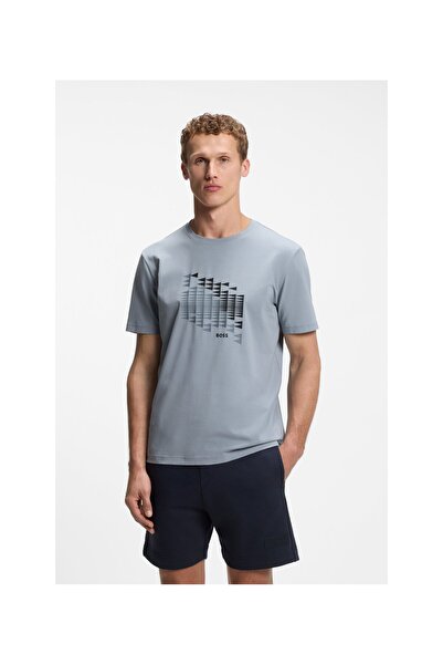 BOSS Desen baskılı streç pamuk T-shirt