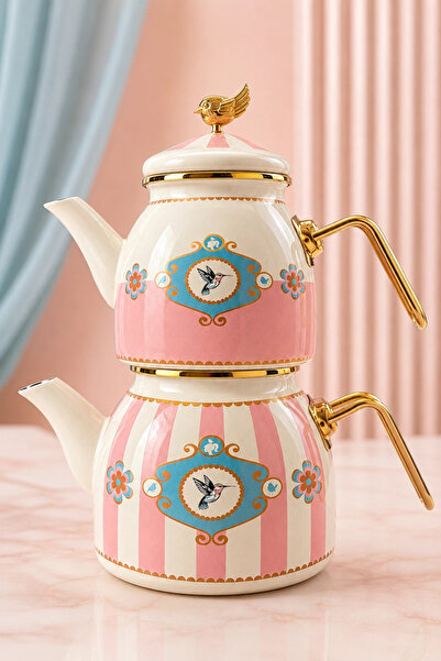 Premium Home PR Home Alaria Pembe Rose Model Emaye Çaydanlık