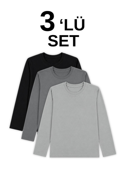 Dolce Destino 3-Piece Long Sleeve Bodysuit Set – Combed Cotton Long Sleeve T-...