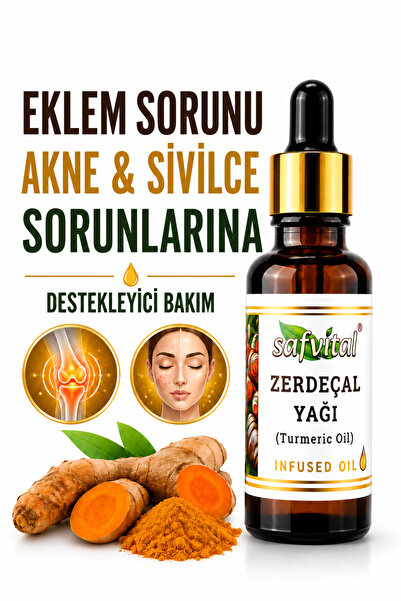 safvital Turmeric Oil 20ml Skin Care Oil Herbal Care Serum Amber Glass Bottle...