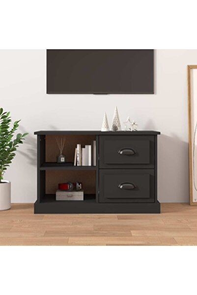 Concept Comodă TV, negru, 73x35,5x47,5 cm, lemn prelucrat