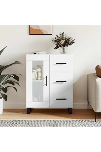 Concept Servantă, alb extralucios, 69,5x34x90 cm, lemn compozit