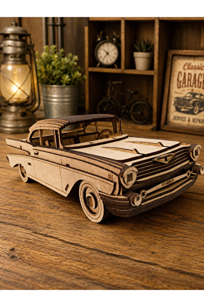 Home Ahşap Dekoratif Nostaljik -170 Parça 3d Puzzle - Chevrolet Bel Air Araba...