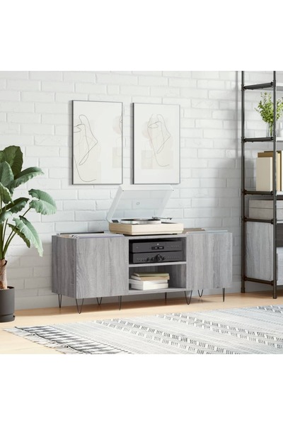 Concept Dulap pentru discuri gri sonoma, 121x38x48 cm, lemn prelucrat