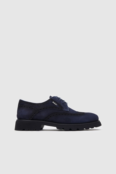TOGO Men's Navy Blue Nubuck Leather Classic Shoes [052148]