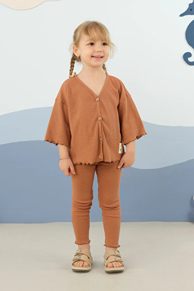 Mioma Kids Buttoned Front Tights Suit Salmon