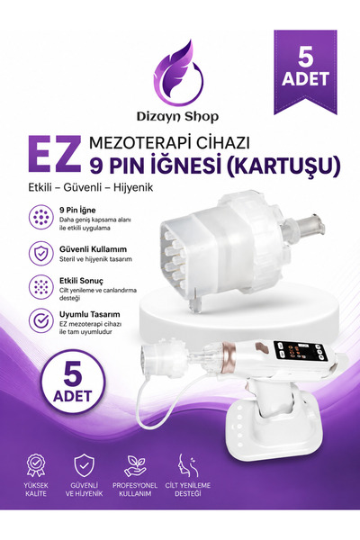 DİZAYNSHOP EZ Mezoterapi Cihazı 9 Pin İğnesi (Kartuşu) 5 adet