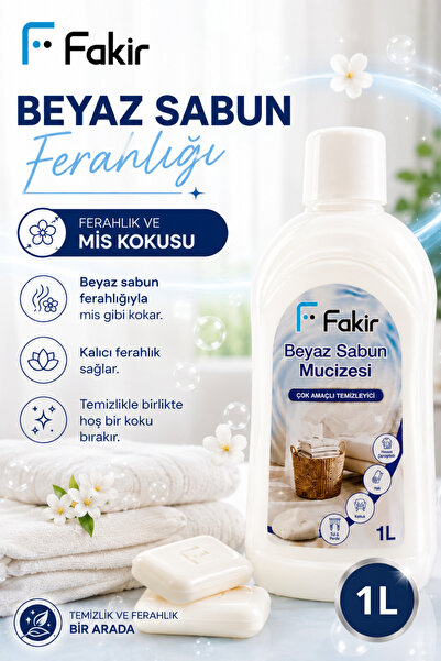 Fakir Beyaz Sabun Mucizesi Çok Amaçlı Temizleyici 1 Litre – Halı, Koltuk, Per...