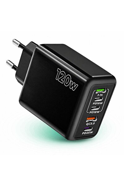 Timebox Încărcător de rețea cu 5 porturi, 120W, încărcare rapidă, 3 porturi t...