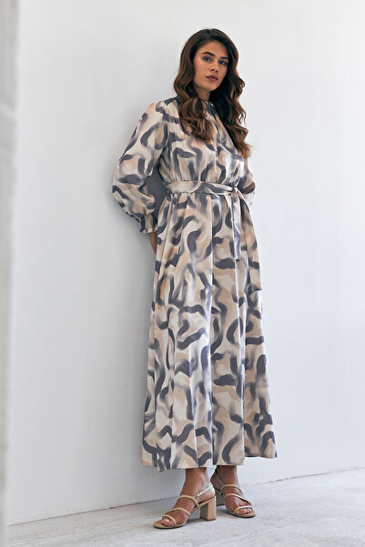VAVİNOR Lilac Patterned Soft Dress