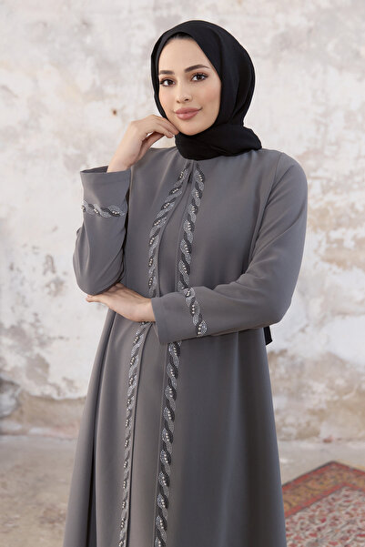 VAVİNOR Lara Plus Size Evening Dress - Gray