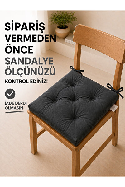 abidehanım PUFIA Pofidik Sandalye Minderi Bağcıklı Kalın Pamuk Dokulu Özel Di...